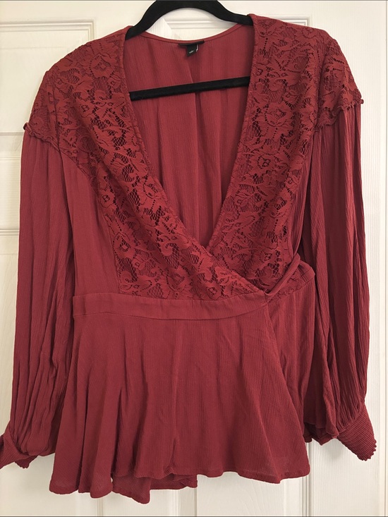 torrid Tops - Torrid Brick Red Textured Blouse